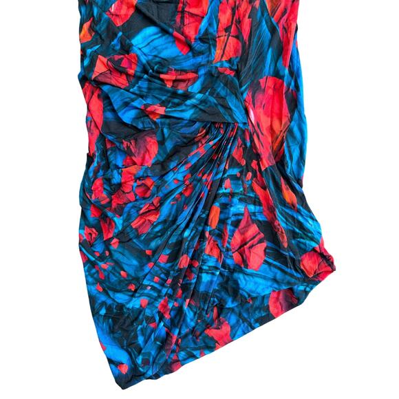 Peter Pilotto Abstract Colorful Glam Asymmetrical Red/Blue Viscose Dress, Size 8 - Picture 3 of 8